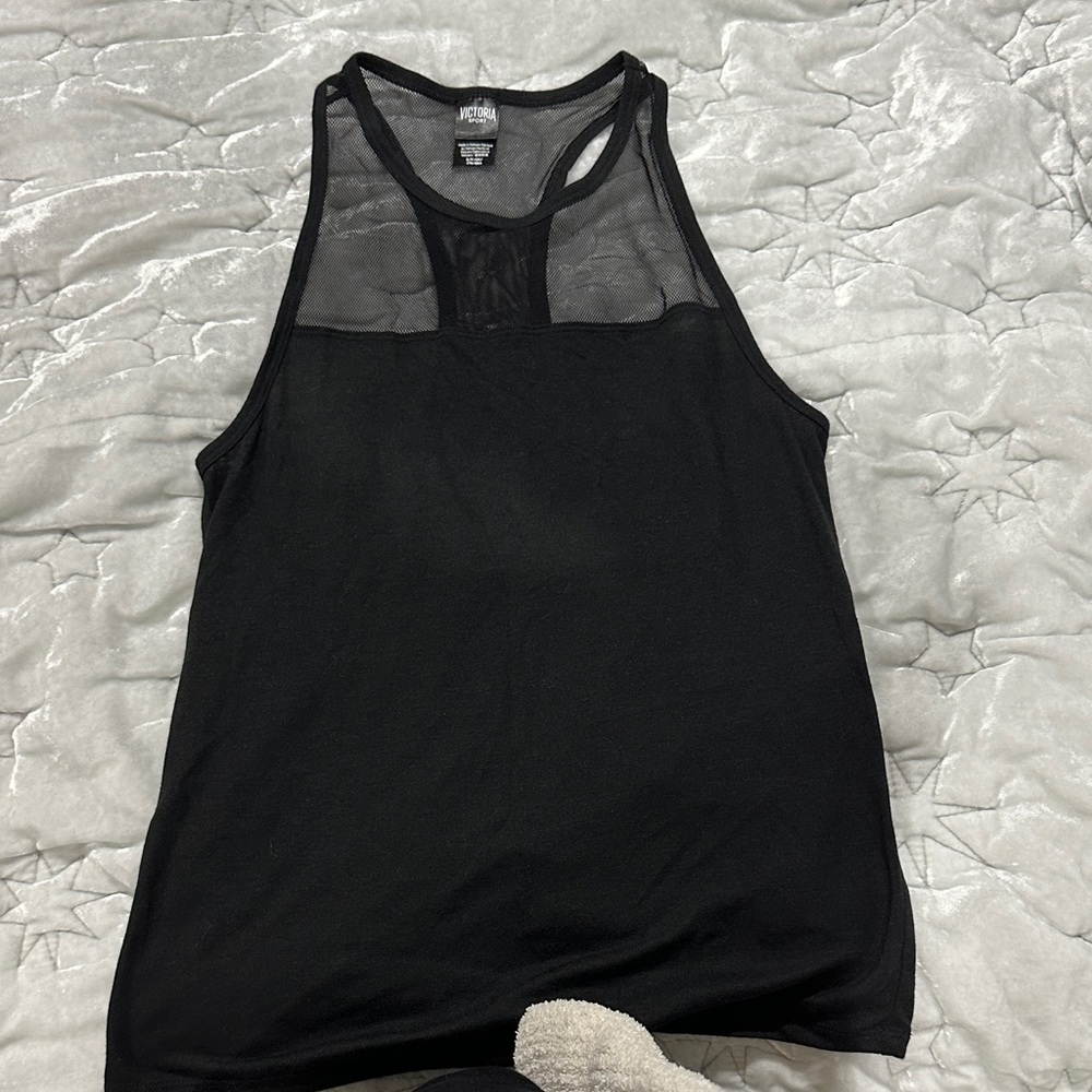 Stylish Black Sheer Panel Tank Top